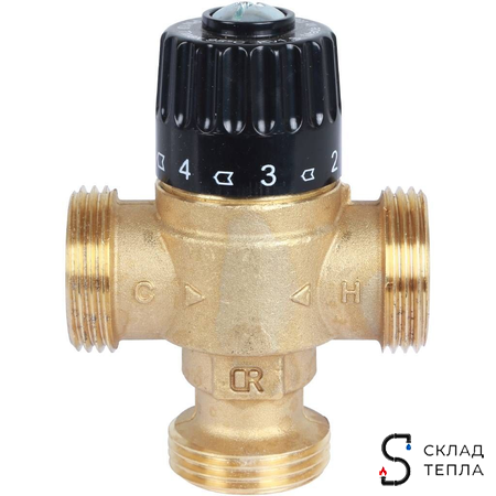 Термостатический смесительный клапан STOUT 1" (30°-65°C, KVs 1,8 м³, центральное смешиванивание). Вид 3.