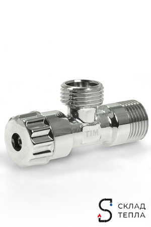 Вентиль угловой TIM - 1/2" x 1/2" (НР/НР, с отражателем, хромированный, 2шт). Вид 11.