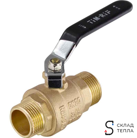 Кран шаровой TIM - 1/2" (НР/НР, ручка-рычаг черная, 2шт). Вид 2.