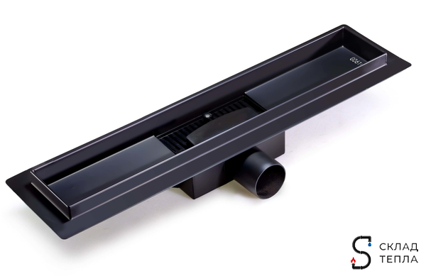 Трап-лоток из нержавеющей стали TIM 70х700 (черный матовый). Вид 3.