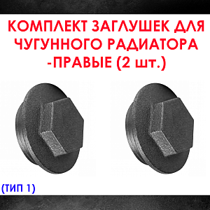 Комплект заглушек для чугунного радиатора МС-140- 2шт. (правая) Тип-1