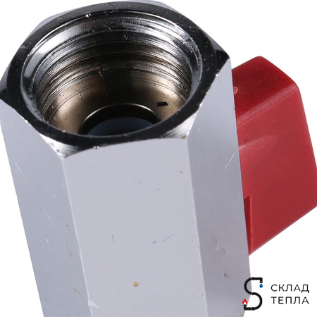 Кран шаровой мини STOUT - 3/4" (ВР/ВР, PN15, Tmax 90°С, ручка-флажок красная). Вид 7.