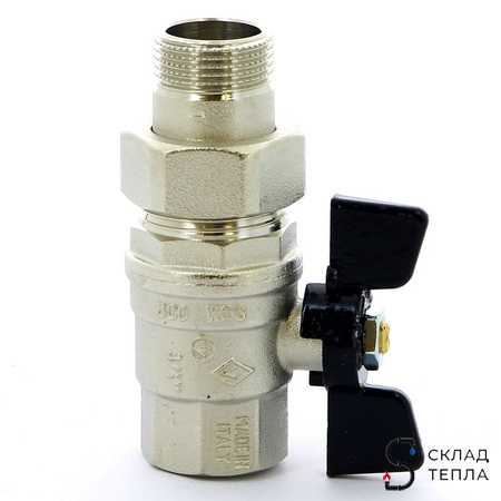 Кран шаровой полнопроходной Bugatti Oregon 322 - 1/2" (ВР/НГ, PN64, ручка-бабочка черная). Вид 3.