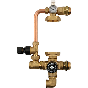 Насосно-смесительный узел STOUT - 1' (с термостатическим клапаном 30-60°C и байпасом, без насоса)*