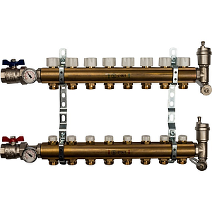 Коллекторная группа в сборе STOUT - 1' на 8 контуров 3/4' (латунь, с вентилями)
