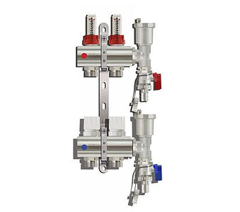 Коллекторная группа с расходомером (ТОРЦЕВОЙ без кранов), 2 выхода