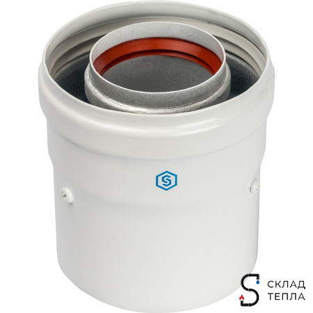 Адаптер для котла вертикальный для коаксиального дымохода STOUT D60/100 мм (для Vaillant, Protherm). Вид 2.