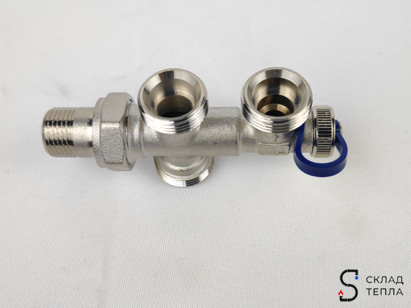 Узел для нижнего подключения радиатора TIM 1/2"х3/4"ЕК (для двухтрубных систем). Вид 7.