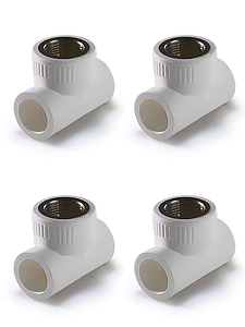 Тройник комбинированный с внутренней резьбой TIM - 40 x 3/4' (для полипропиленовых труб, белый, 4шт)