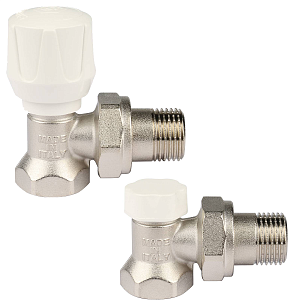 Комплект подключения радиатора ручной STOUT угловой 1/2' (2 клапана)