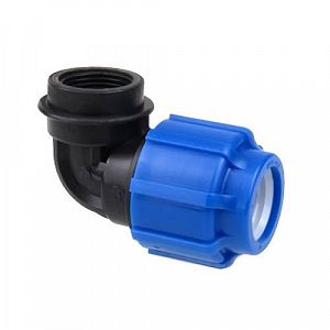 Переход на внутреннюю резьбу угловой Политэк - 32 x 3/4' (винтовой, для труб ПНД)