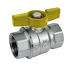 Кран шаровой полнопроходной Giacomini R851 - 1/2' (ВР/ВР, PN5, ручка-бабочка желтая, для газа)