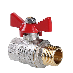 Кран шаровой полнопроходной VALTEC BASE - 3/4" (НР/ВР, ручка-бабочка красная) Кран шаровой полнопроходной VALTEC BASE - 3/4' (НР/ВР, ручка-бабочка красная)