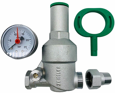 Регулятор давления Zeissler - 1/2' (НР/ВР, настройка 1-6 бар, PN25, цвет никелированный)