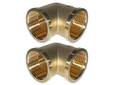 Отвод 90° латунный резьбовой равнопроходный TIM (ВР/ВР) - 1' (2шт.)