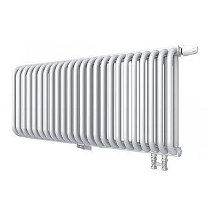 Радиатор 2 трубчатый Rommer Ventil 300 - 24 секции (нижнее подключение, цвет белый RAL9016)