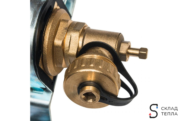 Коллекторная группа WATTS HKV - 1"ВР/ВР на 5 контуров 3/4"EK (с вентилями, латунь). Вид 5.