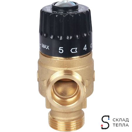 Термостатический смесительный клапан STOUT 3/4" (30°-65°C, KVs 1,8 м³, центральное смешиванивание). Вид 3.