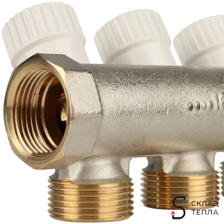 Коллектор регулирующий STOUT- 3/4" (НР/ВР) на 4 контура 3/4" (EK). Вид 9.