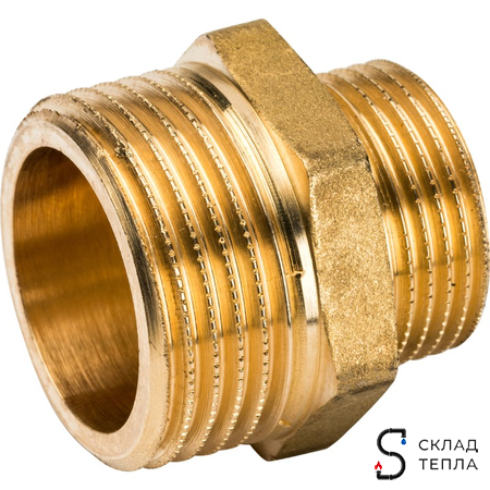 Ниппель латунный резьбовой переходной STOUT - 3/8" x 1/4". Вид 3.