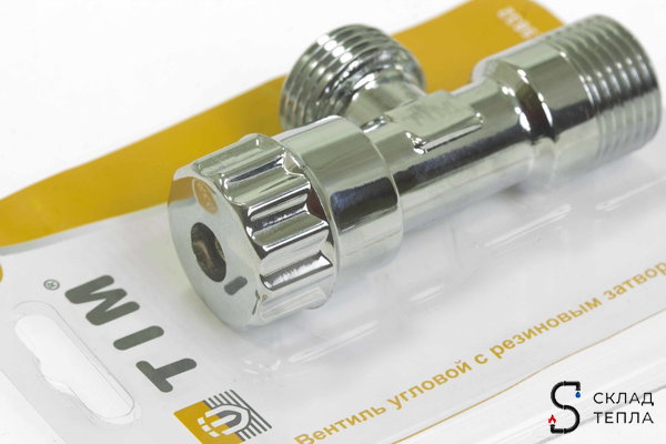 Вентиль угловой TIM - 1/2" x 1/2" (НР/НР, с отражателем, хромированный, 2шт). Вид 15.