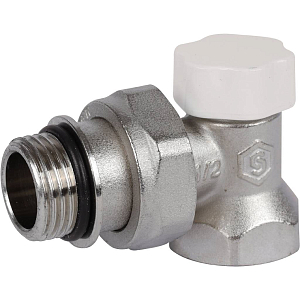 Клапан запорно-балансировочный угловой STOUT - 1/2' (с доп. уплотнением, ВР/НР, PN10, Tmax 120°С)