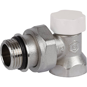 Клапан запорно-балансировочный угловой STOUT - 1/2' (с доп. уплотнением, ВР/НР, PN10, Tmax 120°С)