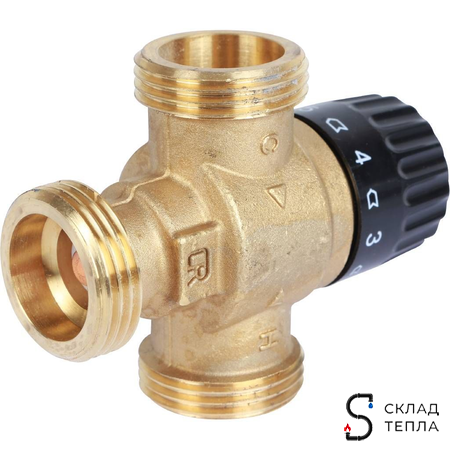 Термостатический смесительный клапан STOUT 1" (30°-65°C, KVs 1,8 м³, центральное смешиванивание). Вид 10.