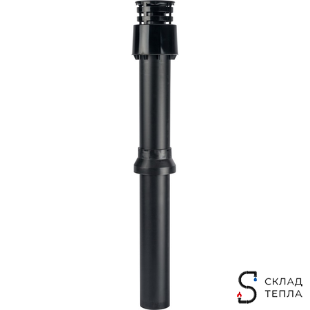 Адаптер вертикальный утепленный STOUT для коаксиального дымохода D60/100 мм (длина 1000мм, комплект). Вид 1.