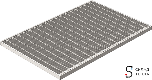 Решетка Gidrolica Step Pro стальная ячеистая оцинкованная 390х590 мм . Вид 1.