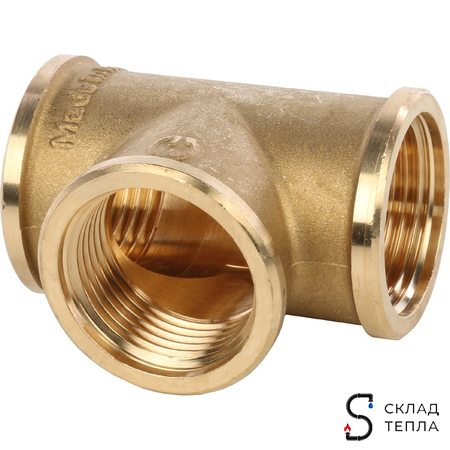 Тройник латунный резьбовой равнопроходный STOUT (ВР) - 3/8". Вид 1.