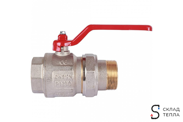 Кран шаровой полнопроходной ITAP IDEAL 098 - 1 1/2" (ВР/НГ, PN30, Tmax 150°С, ручка-рычаг красная). Вид 6.