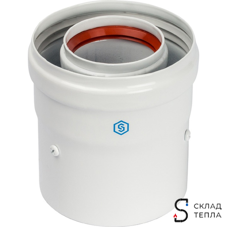 Адаптер для котла вертикальный для коаксиального дымохода STOUT D60/100 мм (для Baxi, Viessmann). Вид 2.