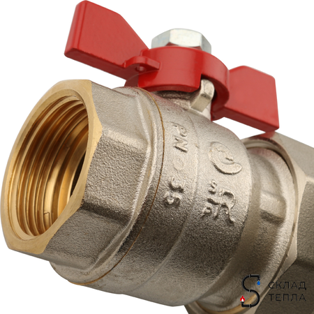 Коллекторная группа в сборе STOUT - 1" на 8 контуров 3/4" (латунь, с расходомерами). Вид 2.