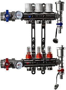 Коллекторная группа с расходомером (ПОЛНЫЙ комплект), 3 выхода