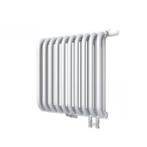 Радиатор 2 трубчатый Rommer Ventil 500 - 9 секций (нижнее подключение, цвет белый RAL9016)