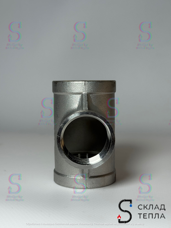 Тройник  резьбовой переходной из нержавеющей стали Benarmo (ВР) - 2" x 1 1/2" x 2". Вид 5.