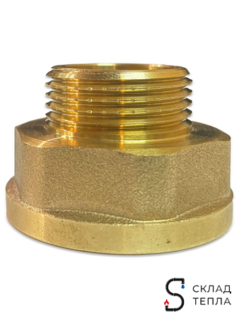 Переходник латунный с внутренней резьбой на наружную TIM - 2" x 1 1/4" (1шт). Вид 4.