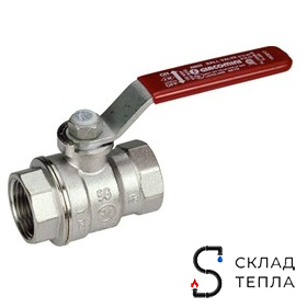Кран шаровой полнопроходной Giacomini R850 - 1/2" (ВР/ВР, PN35, Tmax 185°С, ручка-рычаг красная). Вид 1.