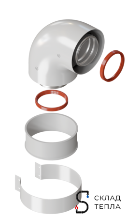 Адаптер угловой Rommer универсальный 60/100 (кроме Immergas и Navien Deluxe 75/100 стар.). Вид 1.