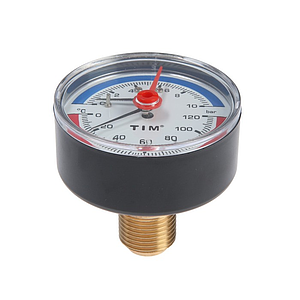 Термо-Манометр TIM Y-80T аксиальный (D-80 мм, 0-10 бар)