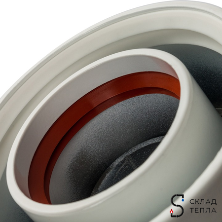 Конденсатосборник вертикальный для коаксиального дымохода STOUT D60/100 мм. Вид 4.