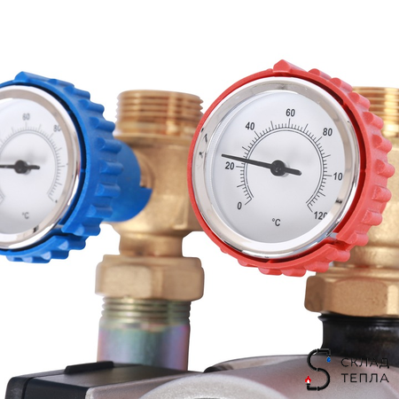 Насосная группа STOUT - 3/4" (с 3-х ходовым приводным смесителем, с насосом Grundfos UPSO 15-65 130). Вид 5.