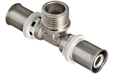Пресс-тройник с наружной резьбой TIM - 20 x 1/2" (для металлопластиковых труб) 1шт Пресс-тройник с наружной резьбой TIM - 20 x 1/2' (для металлопластиковых труб) 1шт