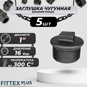 Заглушка чугун Ду 25 (1') НР Fittex PLUS (5шт)