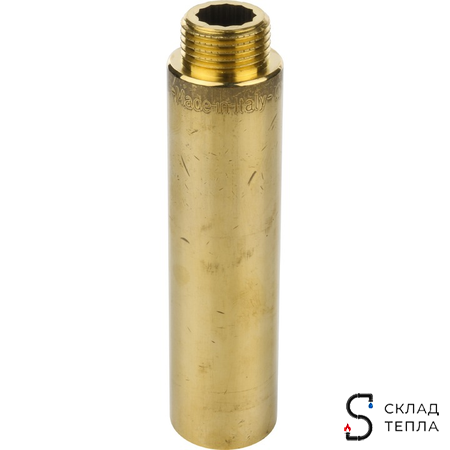 Удлинитель резьбовой STOUT - 1/2" длина 100 мм (НР/ВР, цвет латунный). Вид 1.
