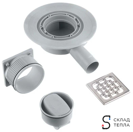 Трап для душевой TIM с горизонтальным выпуском. Вид 2.