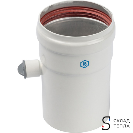 STOUT Элемент дымохода DN80 труба 125 мм п/м с ревизионным патрубком. Вид 2.