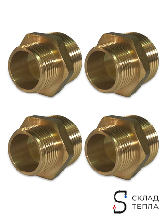 Ниппель латунный резьбовой переходной TIM - 1" x 1/2" (4шт.). Вид 5.