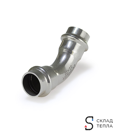 Отвод двухраструбный 45° Zeissler 15 из нержавеющей стали. Вид 1.